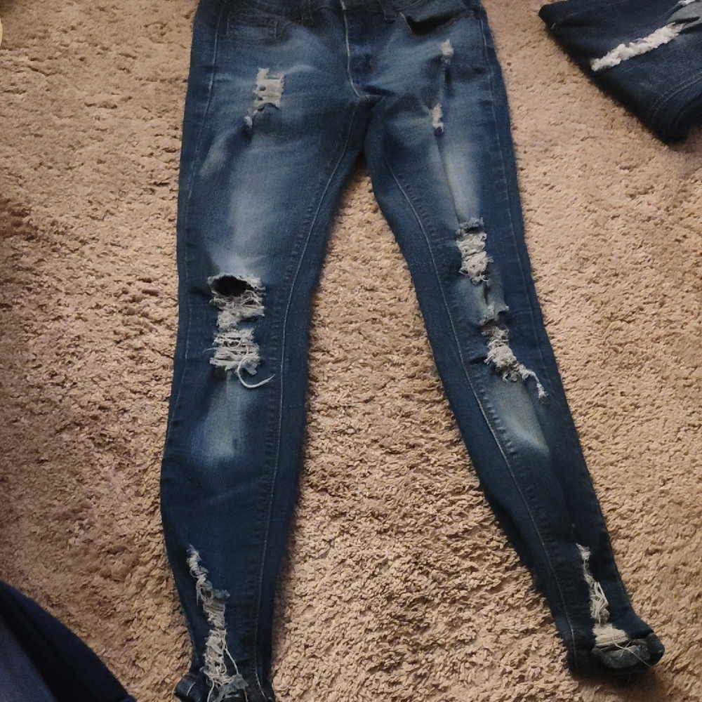 Rue21 Blue Skinny Distressed Jeans